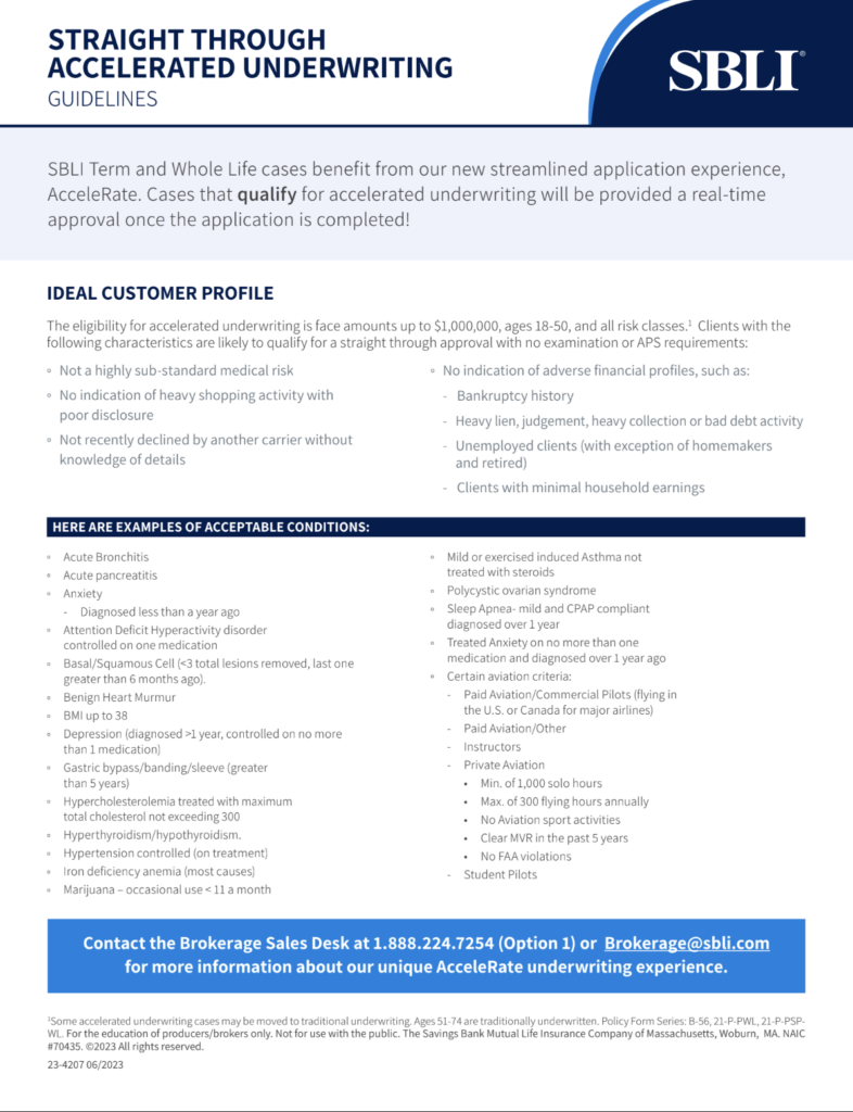 Accelerated Underwriting SBLI Brokerage